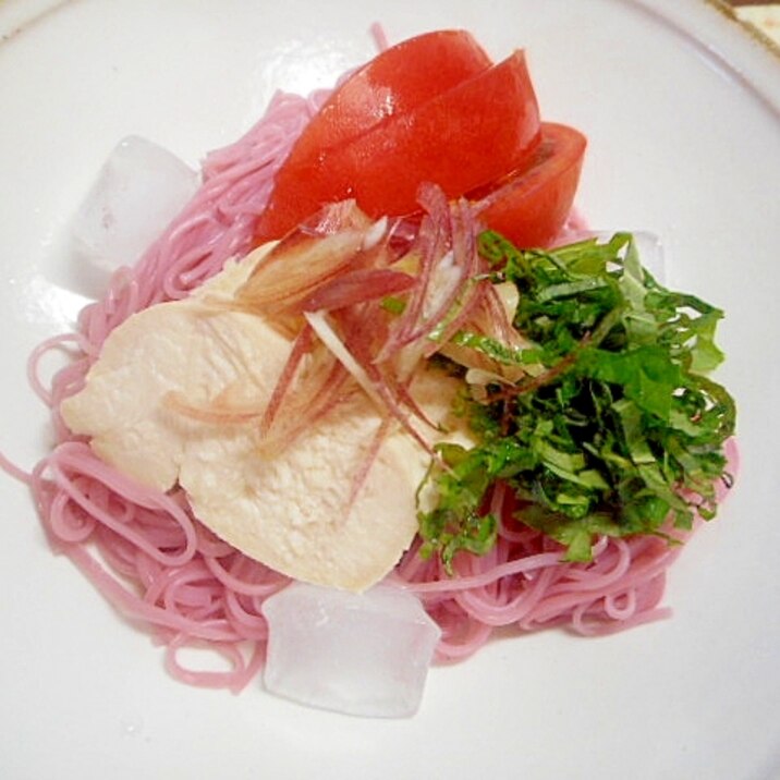 ゆで鶏と香味野菜のそうめん